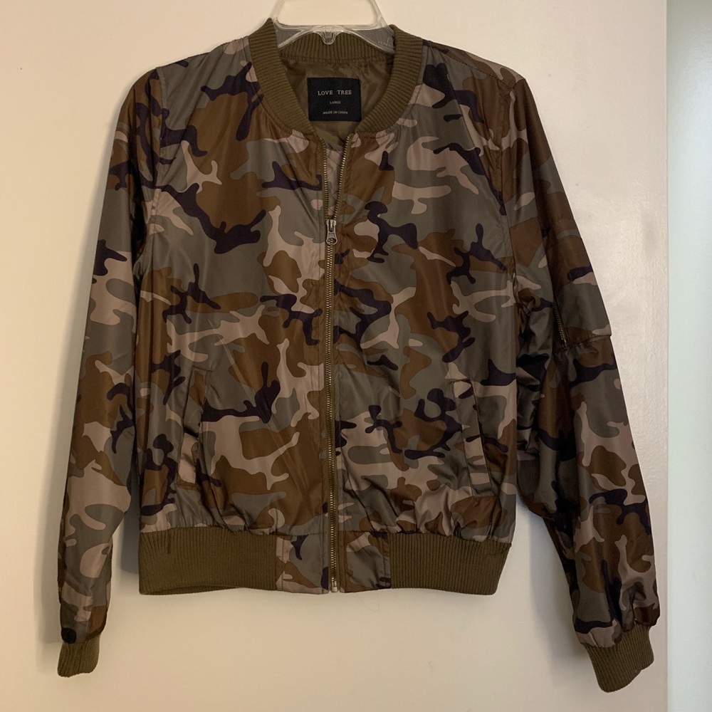 Camo bomber jacket.